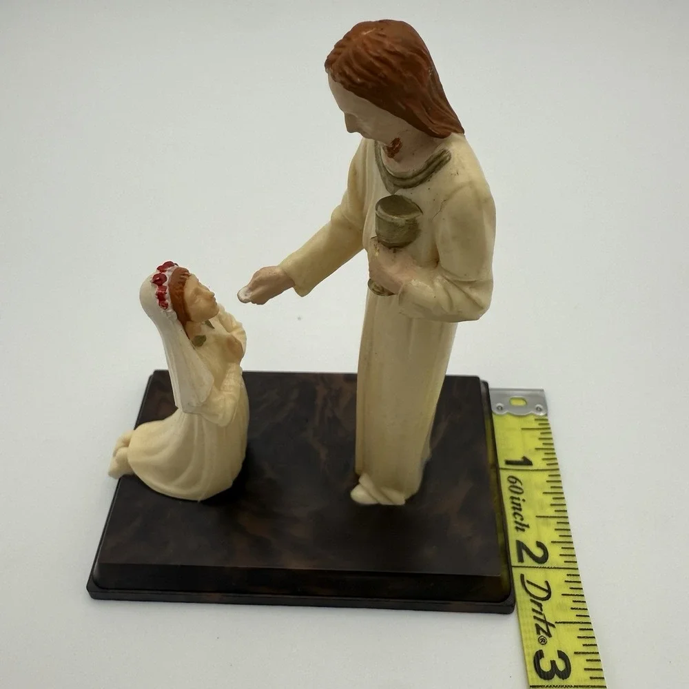 Vtg First Communion Jesus Girl Cake Topper Catholic Plastic Figurine 5